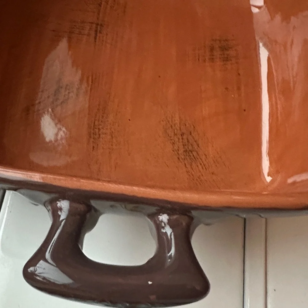 Pier 1 Two/Tone Brown Ceramic Baking Dish with Handles Made in Italy
